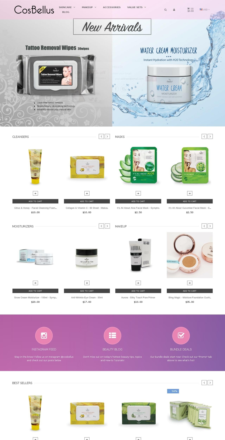 cosbellus.com shopify website screenshot