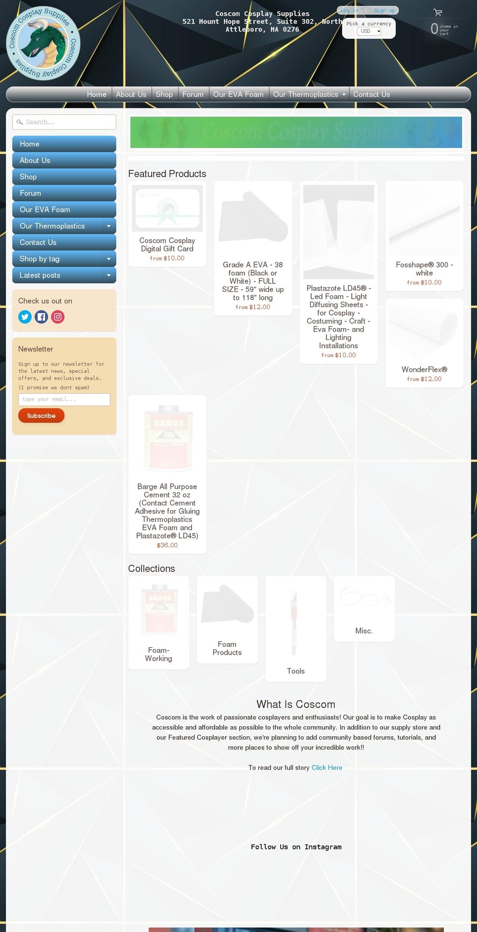 coscomcosplaysupplies.com shopify website screenshot