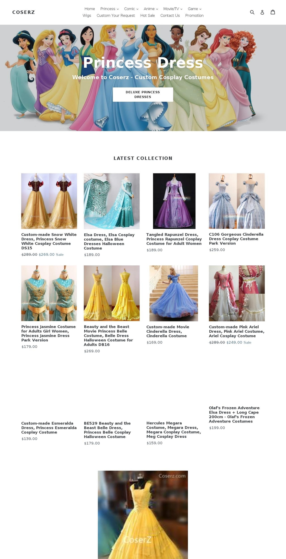 coserz.com shopify website screenshot