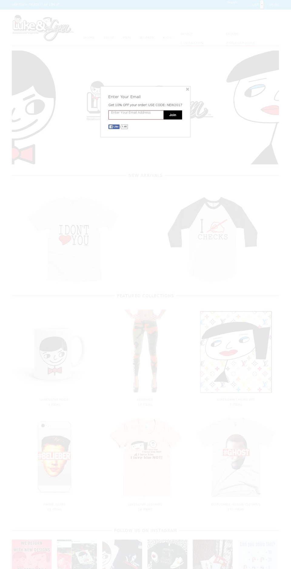 Luke\u0026Lynn | Disposable Income Clothing Shopify theme site example cosign-app.com