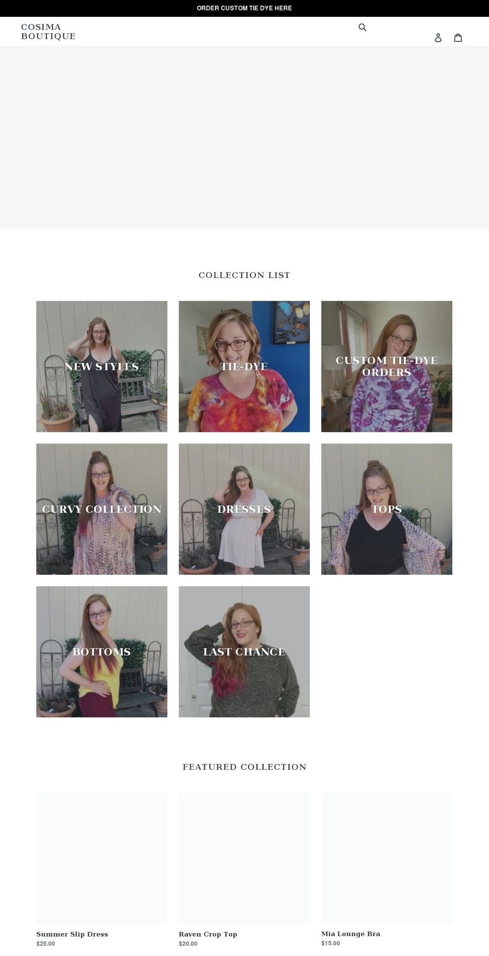 cosimaclothing.com shopify website screenshot