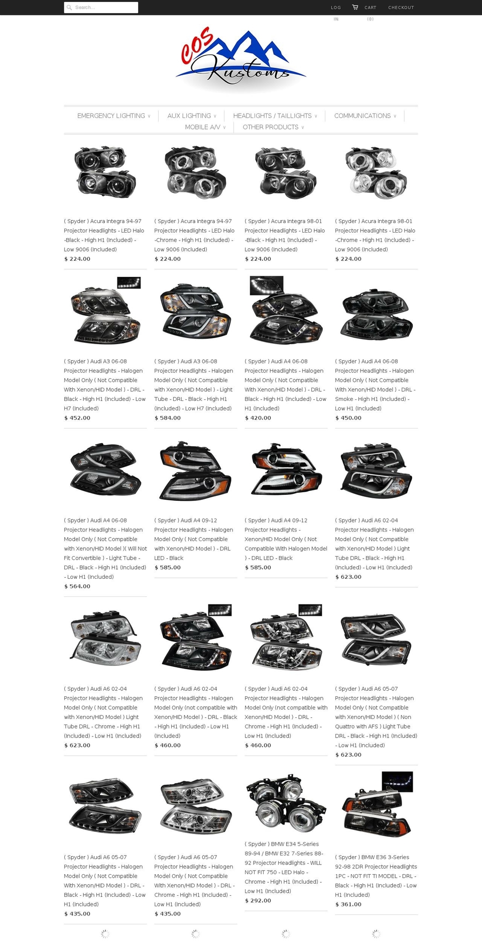 coskustoms.net shopify website screenshot