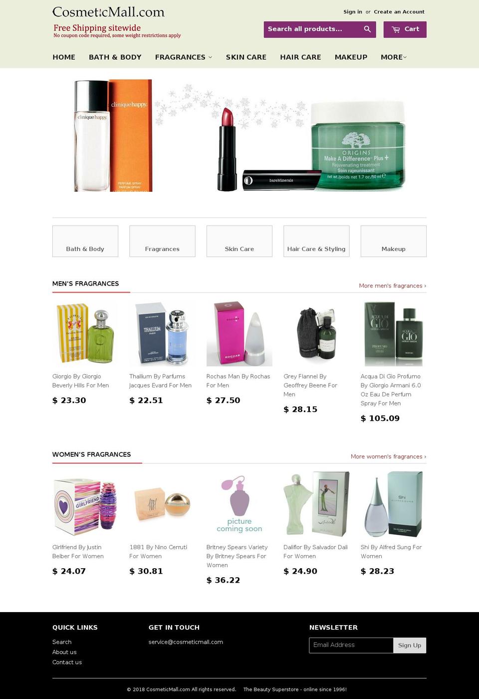 cosmetic-mall.com shopify website screenshot