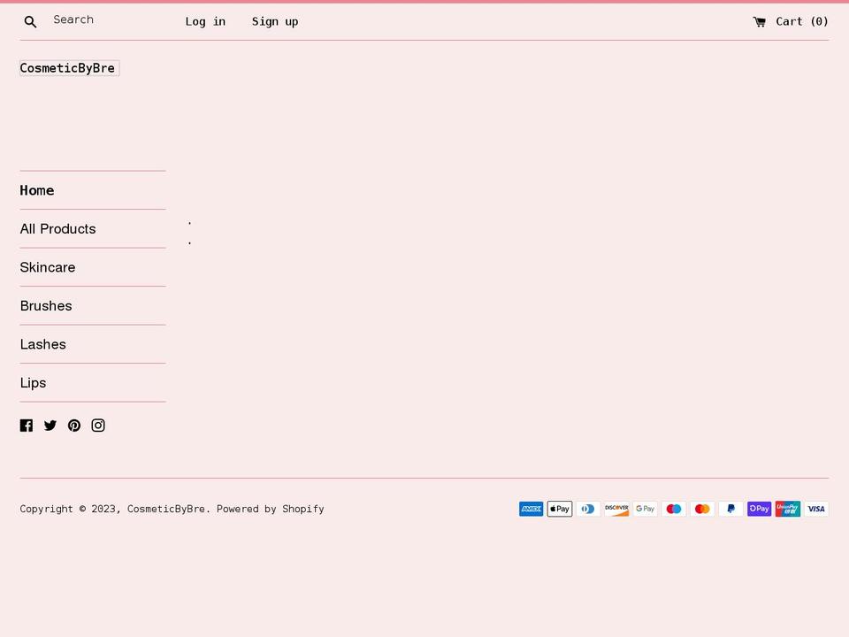 cosmeticbybre.com shopify website screenshot