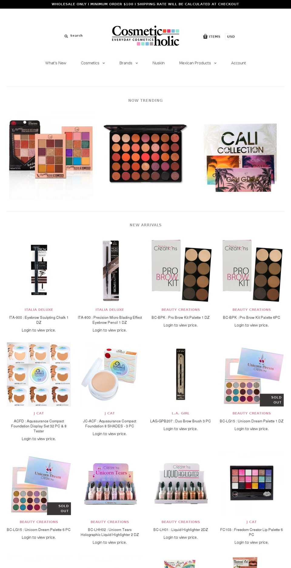 cosmeticholic.com shopify website screenshot