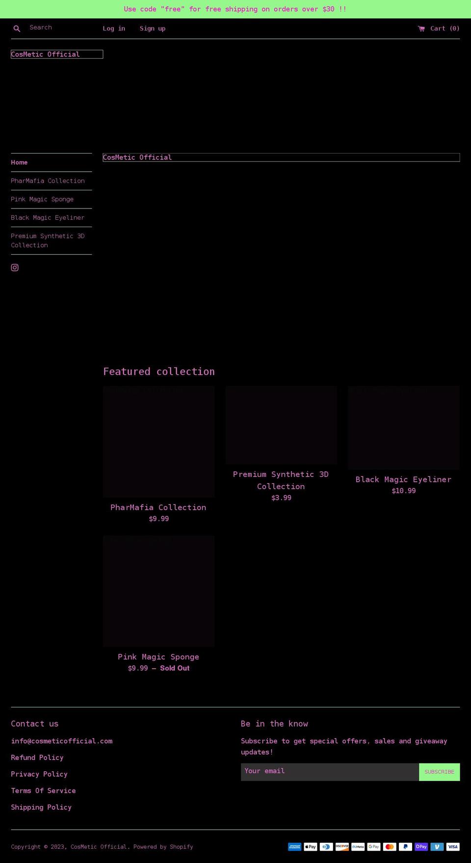 cosmeticofficial.com shopify website screenshot