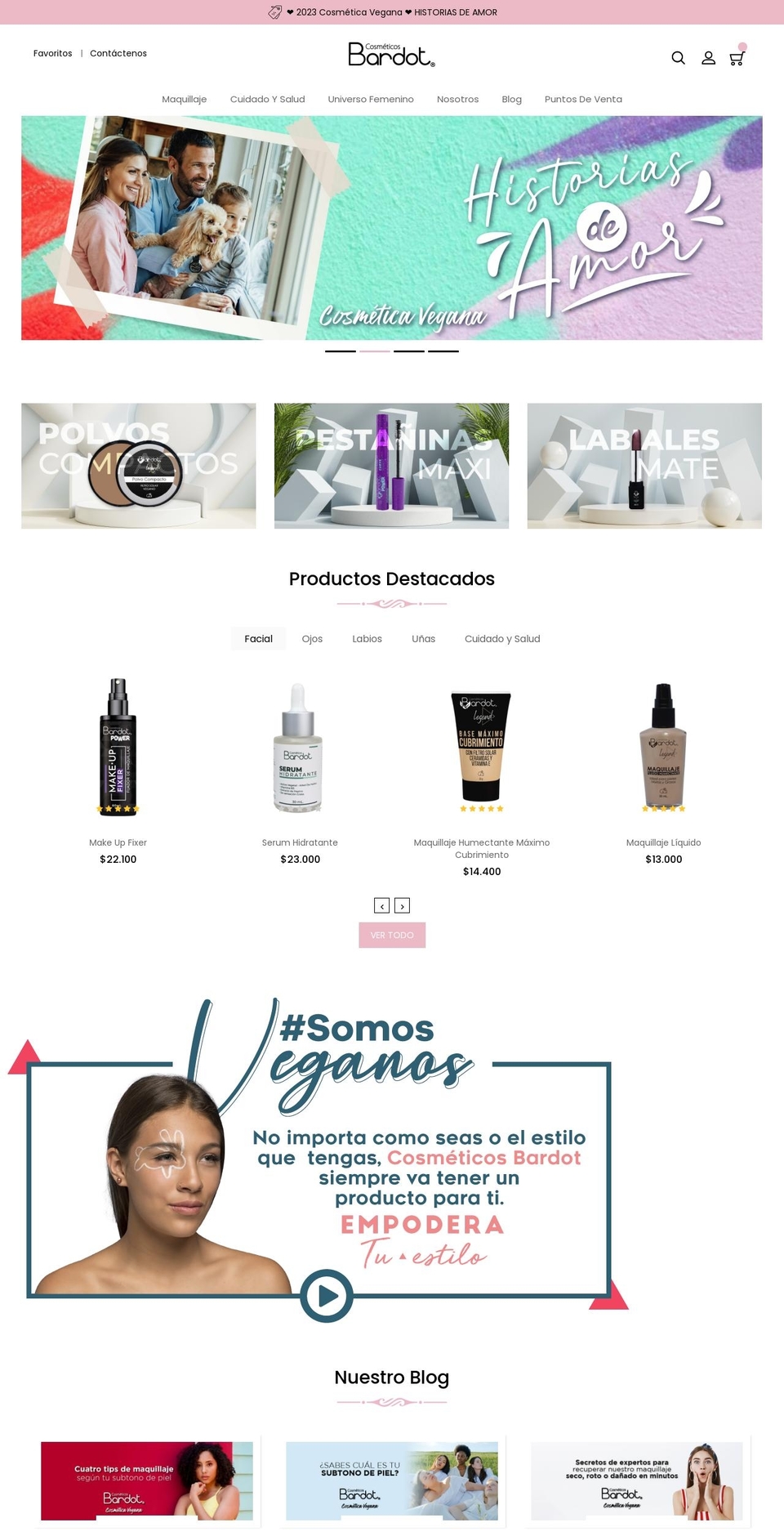 cosmeticosbardot.co shopify website screenshot