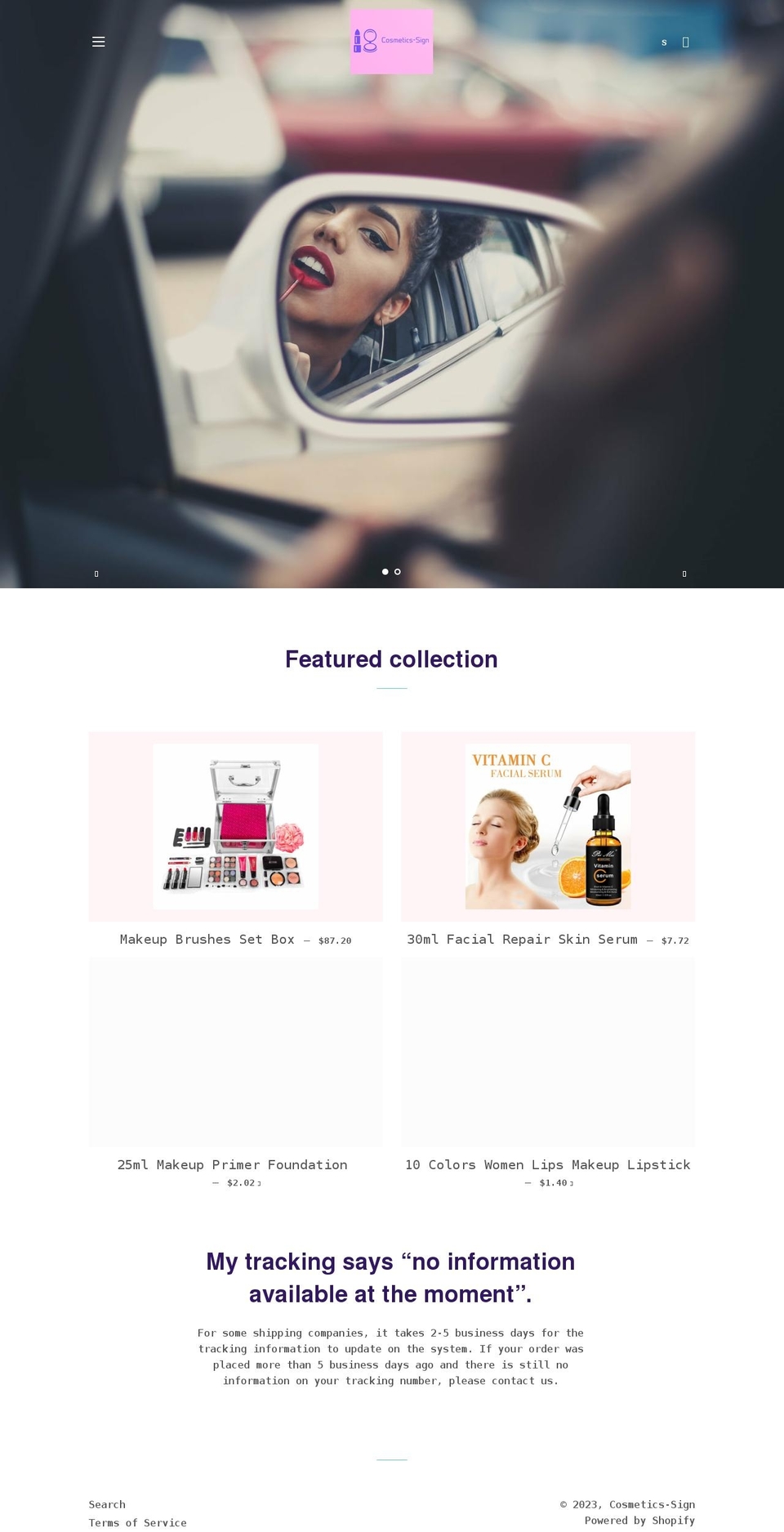 cosmetics-sign.myshopify.com shopify website screenshot