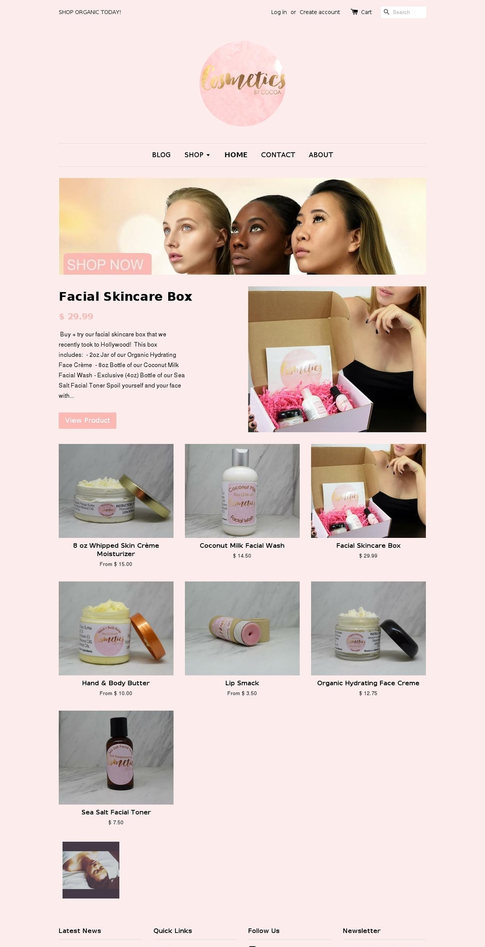 cosmeticsbycocoa.com — Shopify storefront screenshot