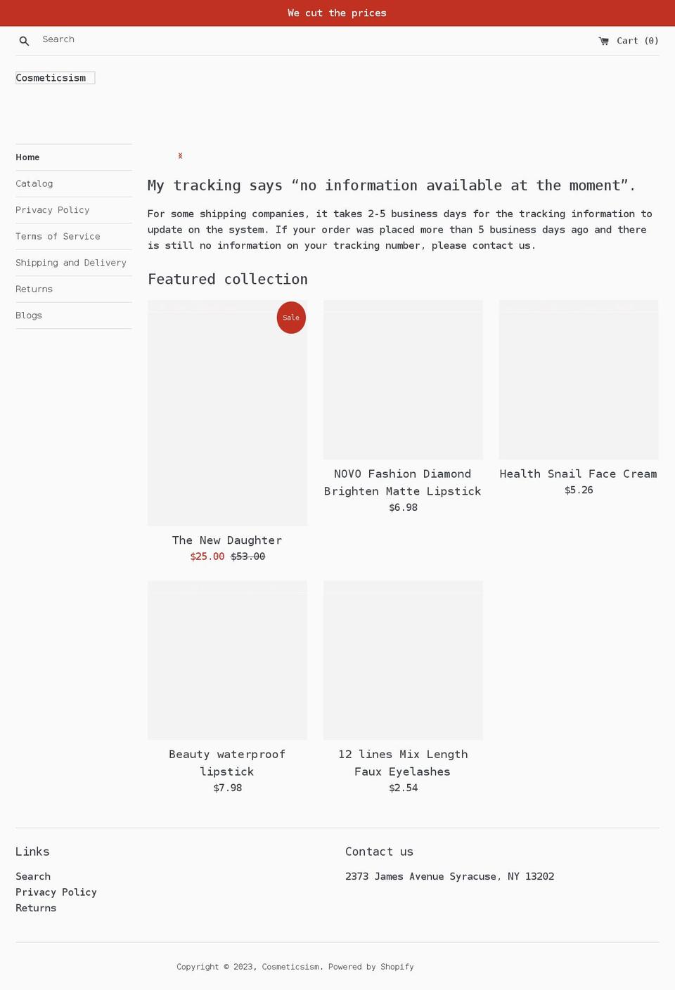cosmeticsism.myshopify.com shopify website screenshot