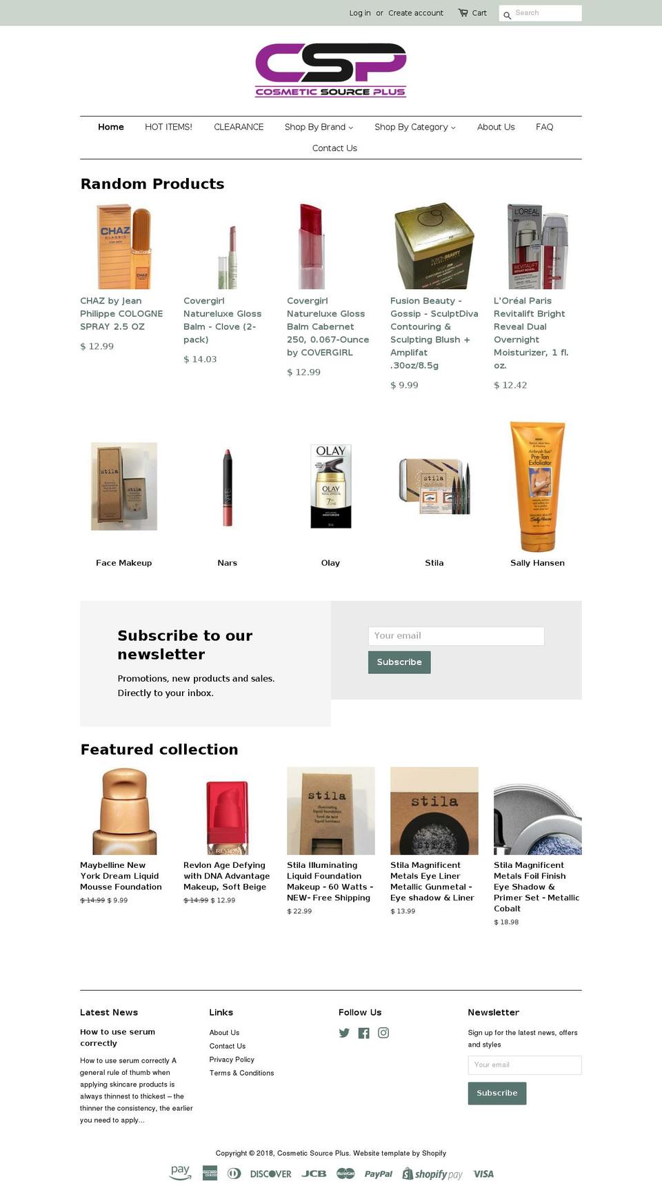 cosmeticsourceplus.com — Shopify storefront screenshot