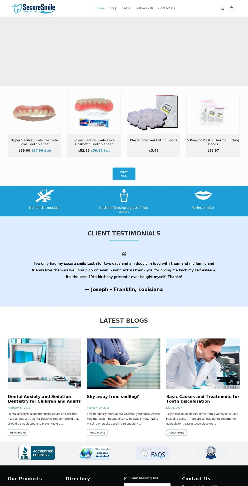 cosmeticteethstore.com — Shopify storefront screenshot