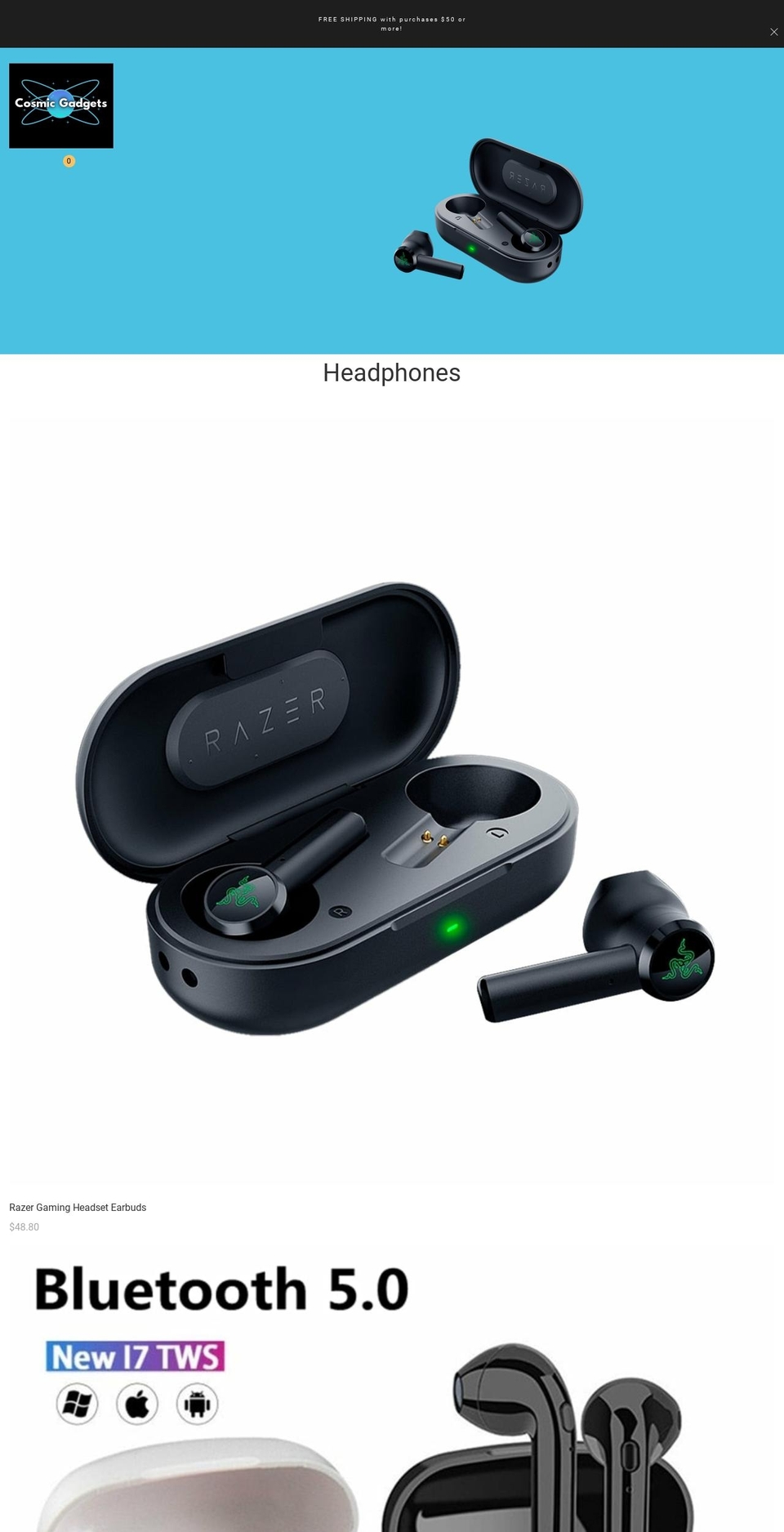 cosmic-gadgets.com shopify website screenshot
