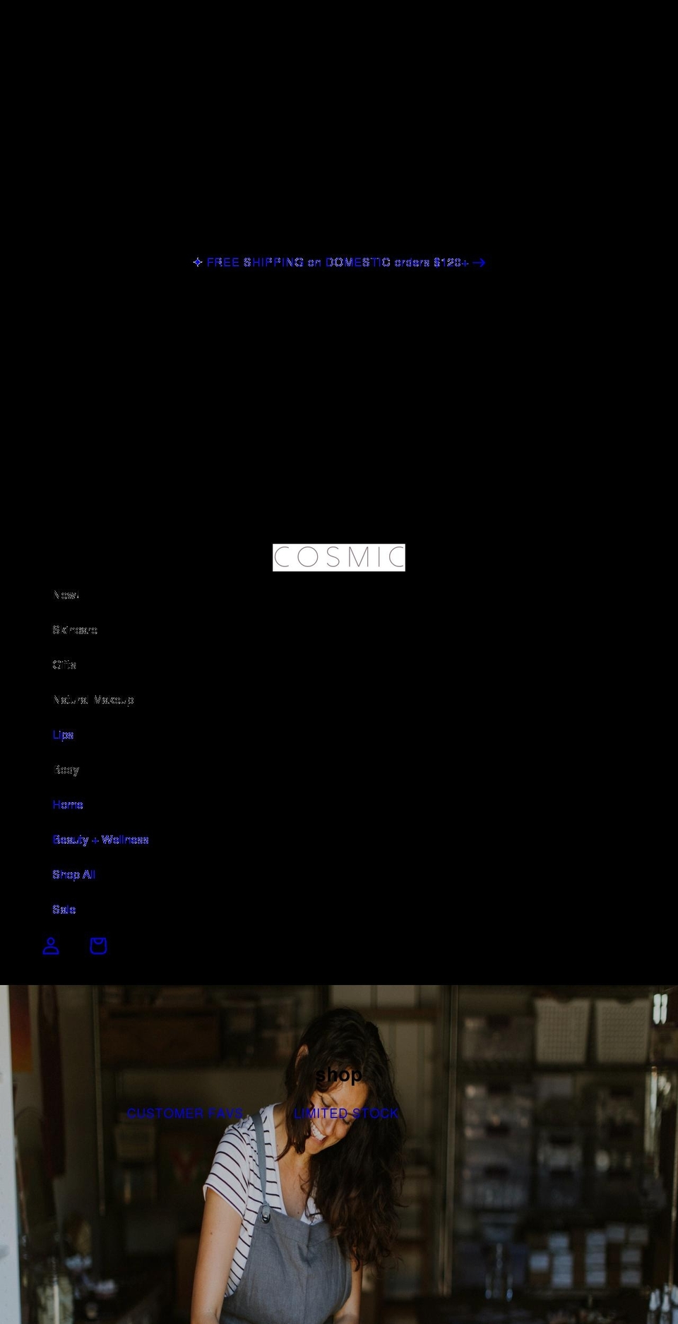 cosmicbathandbeauty.com shopify website screenshot