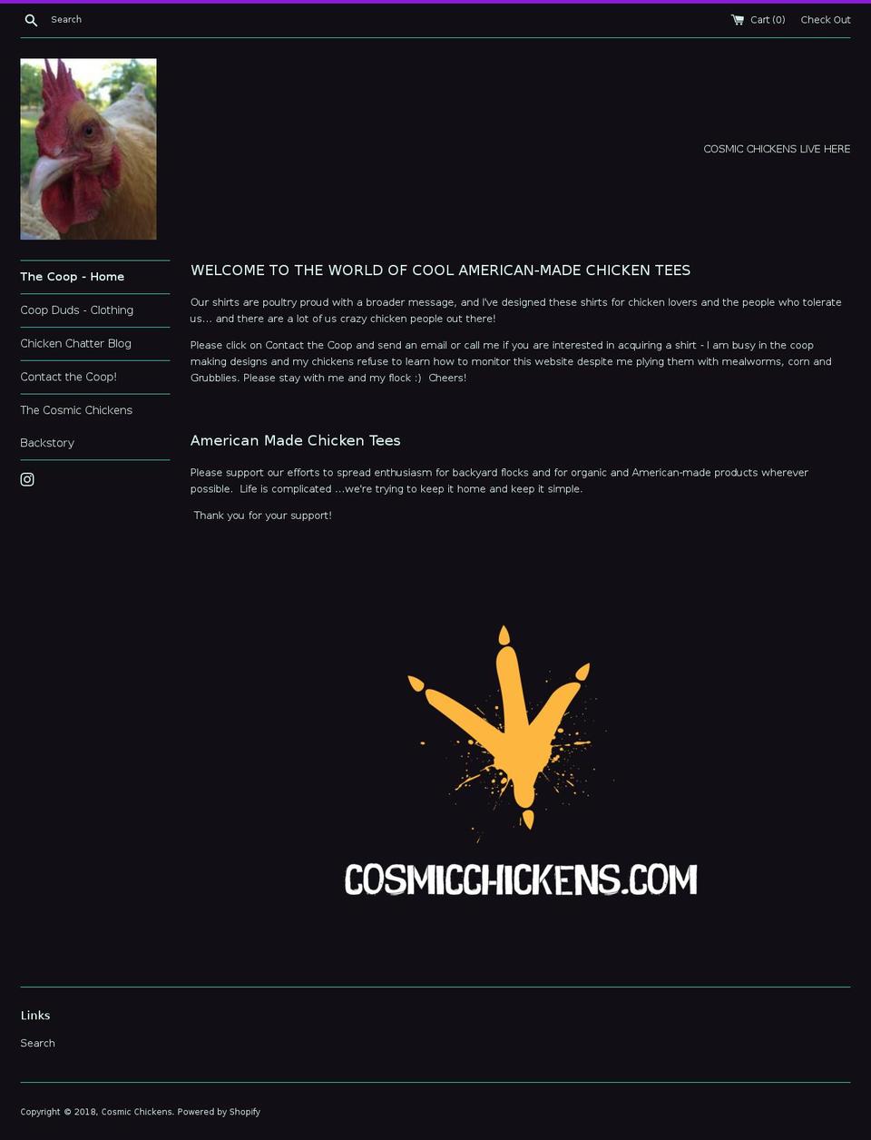 cosmicchickens.com — Shopify storefront screenshot