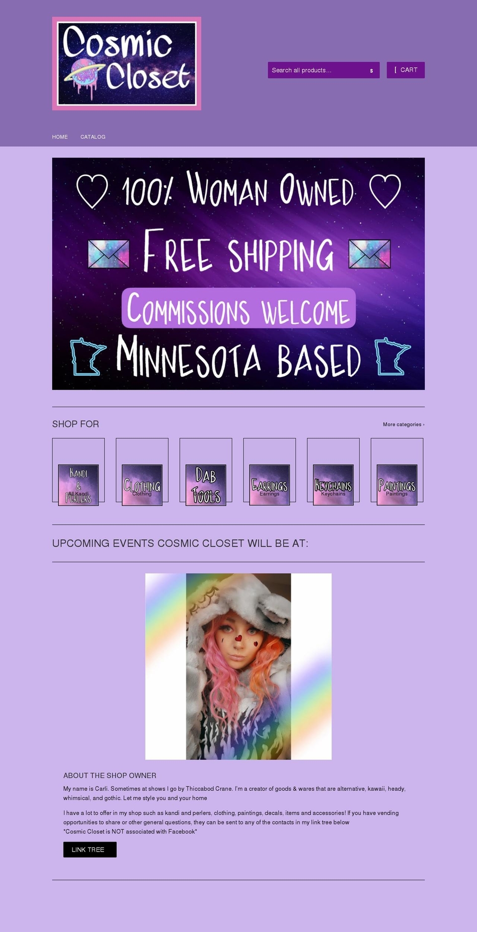 cosmiccloset.net shopify website screenshot