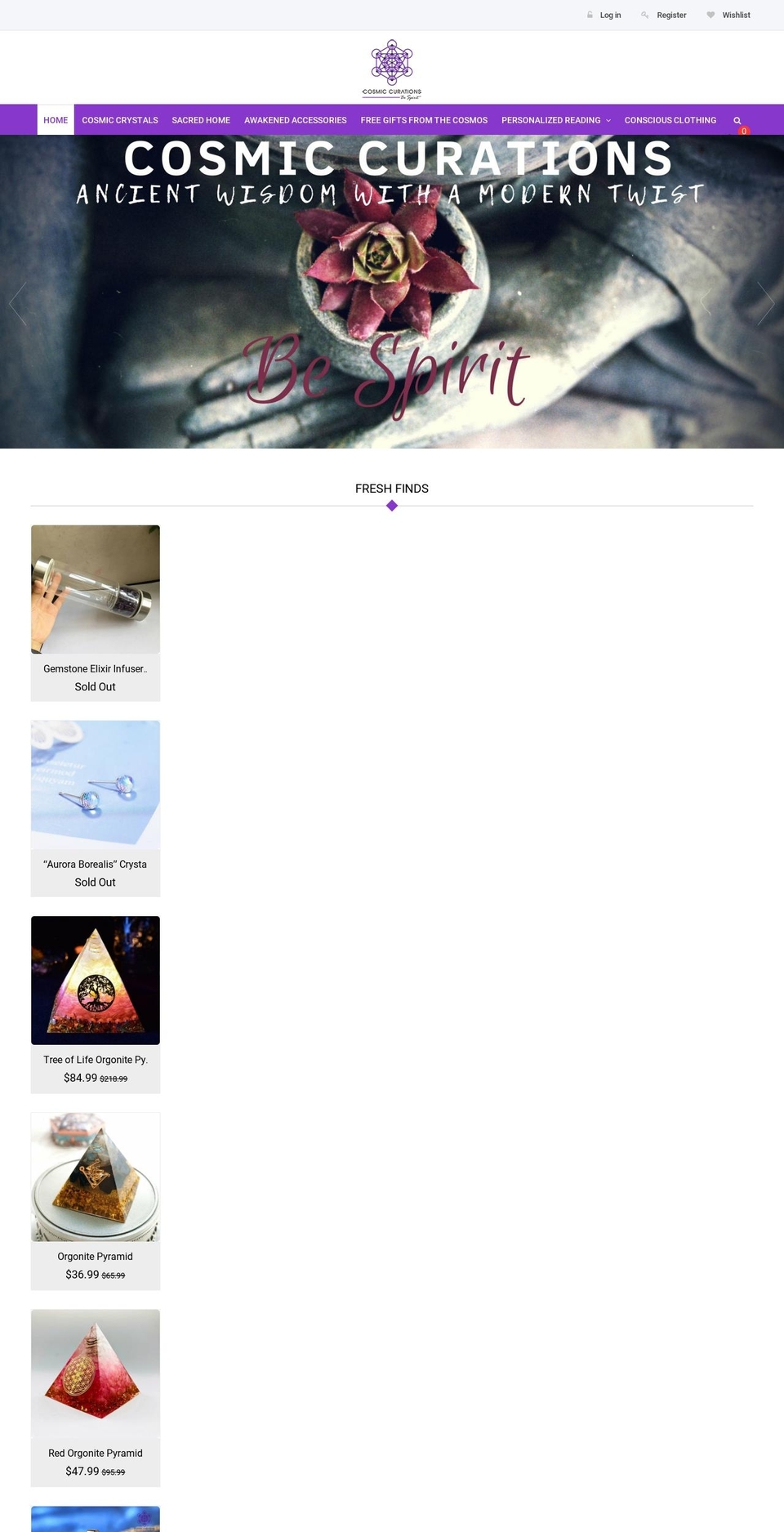 cosmiccurations.com — Shopify storefront screenshot