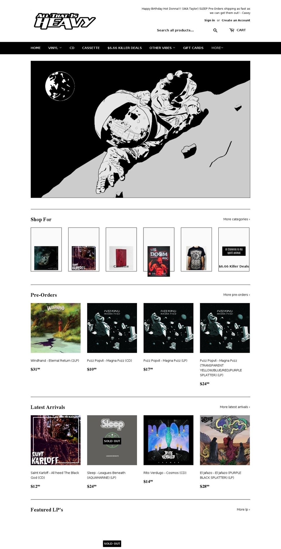 cosmicdoom.com — Shopify storefront screenshot