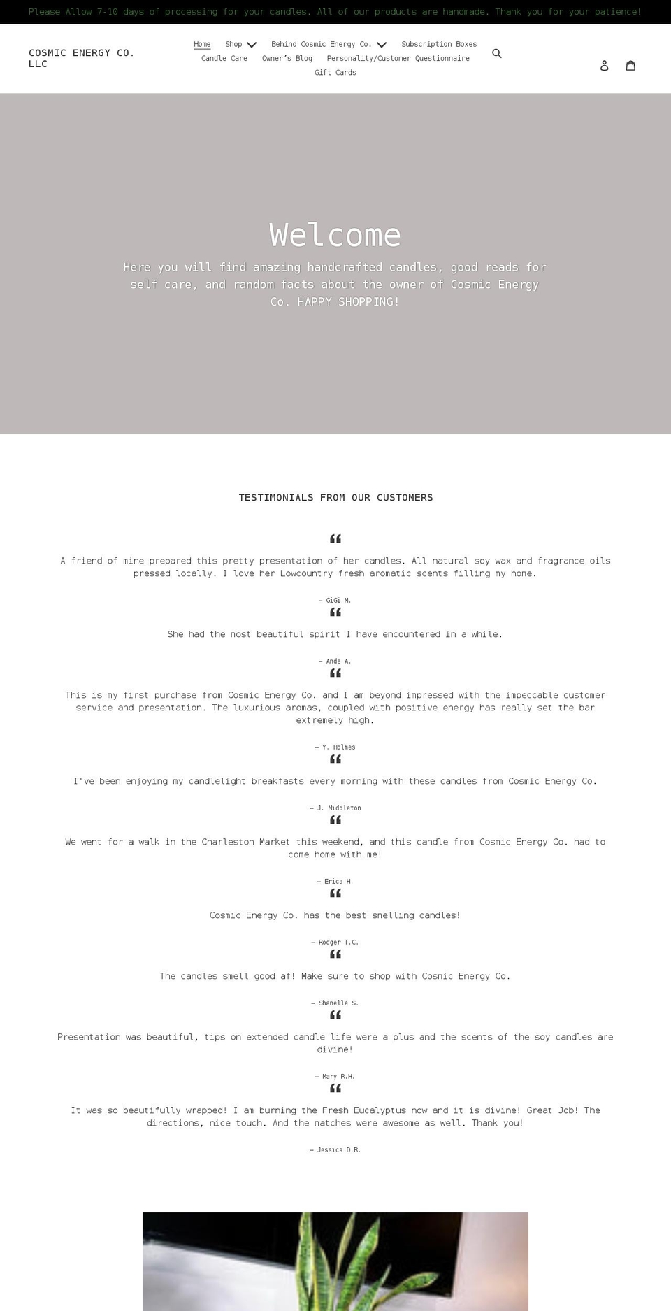 cosmicenergyco.com shopify website screenshot