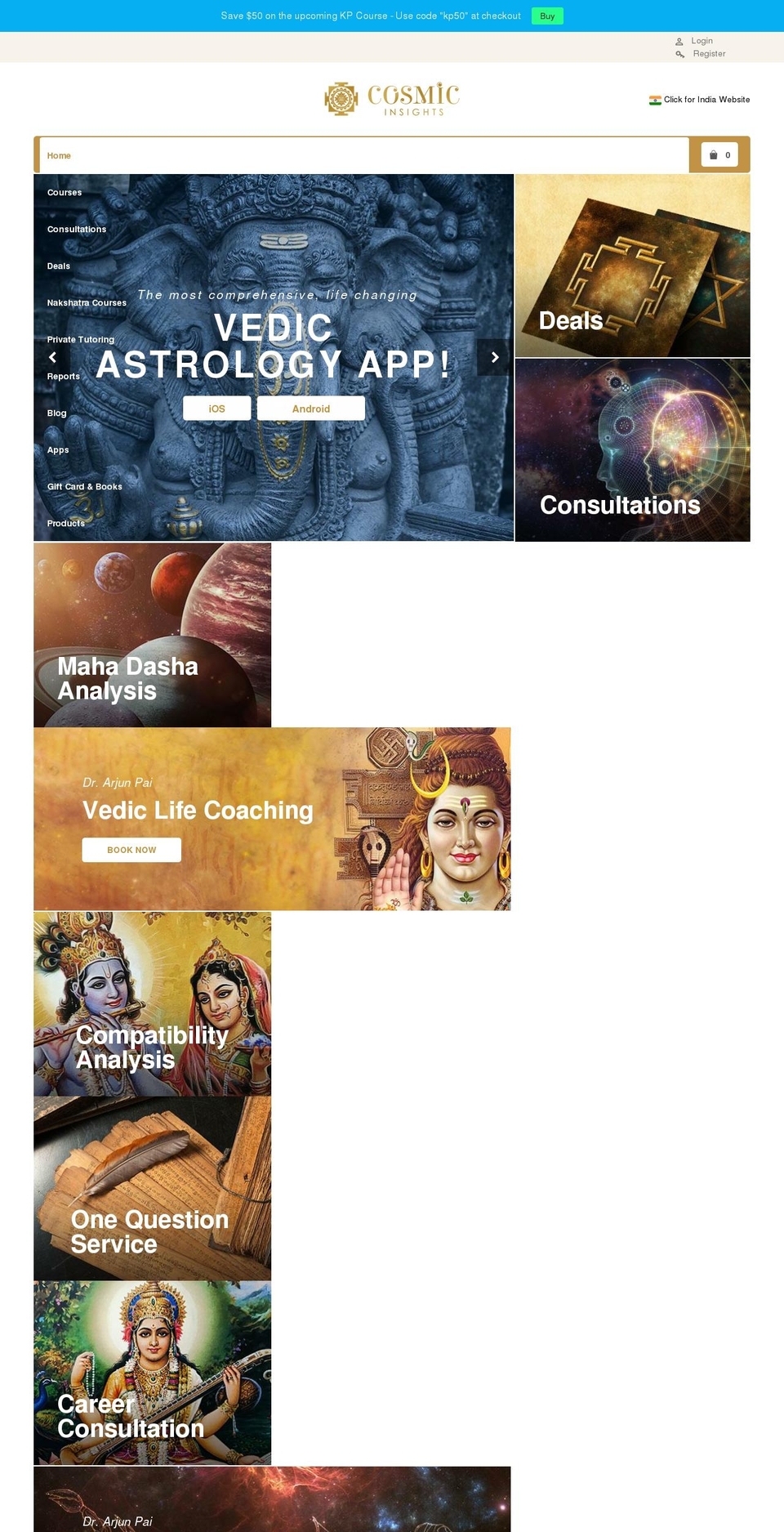 cosmicinsights.net shopify website screenshot