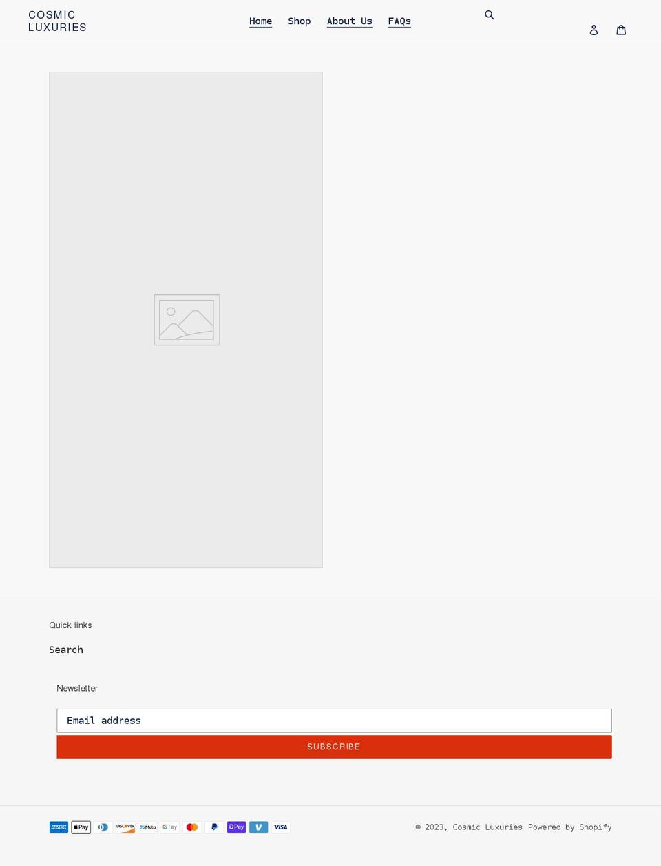 cosmicluxuries.com shopify website screenshot