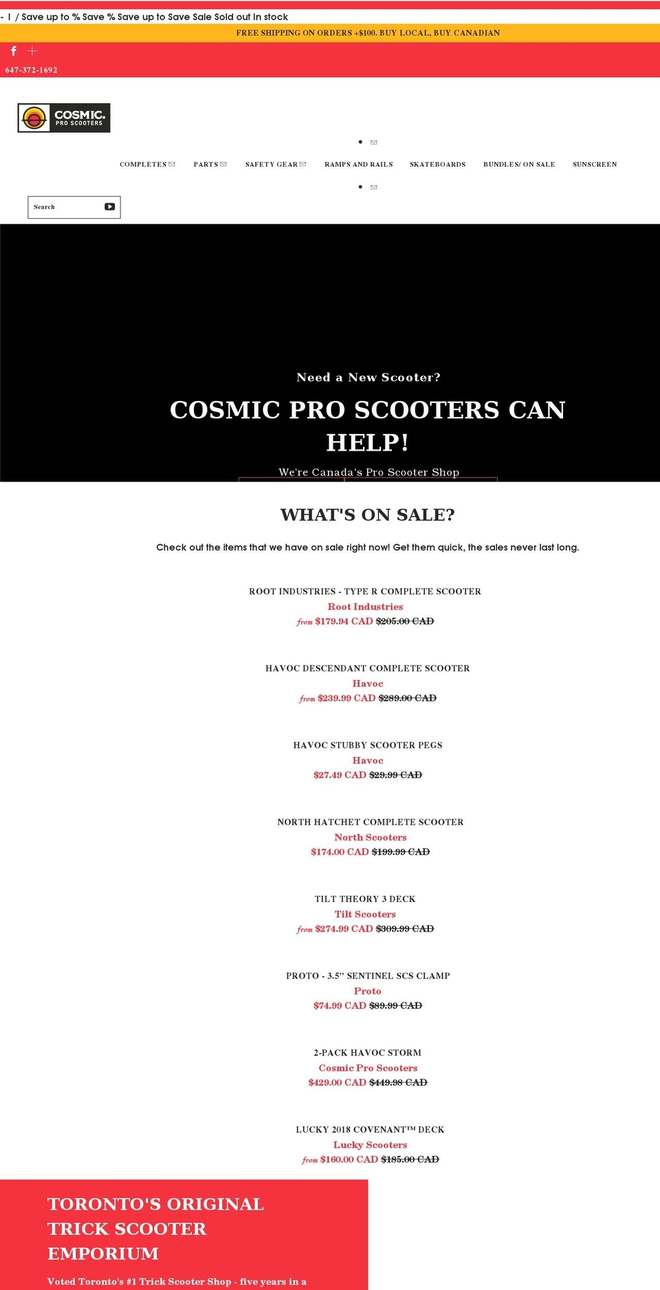 cosmicproscooters.com shopify website screenshot