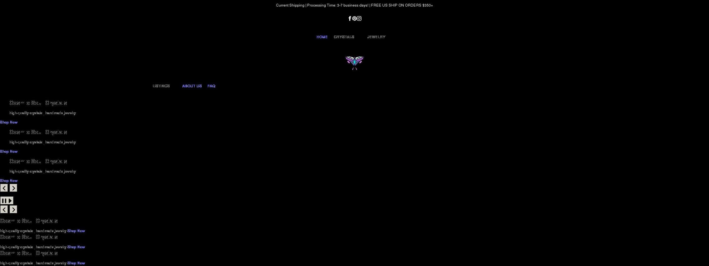 cosmicsoulcrystals.com shopify website screenshot