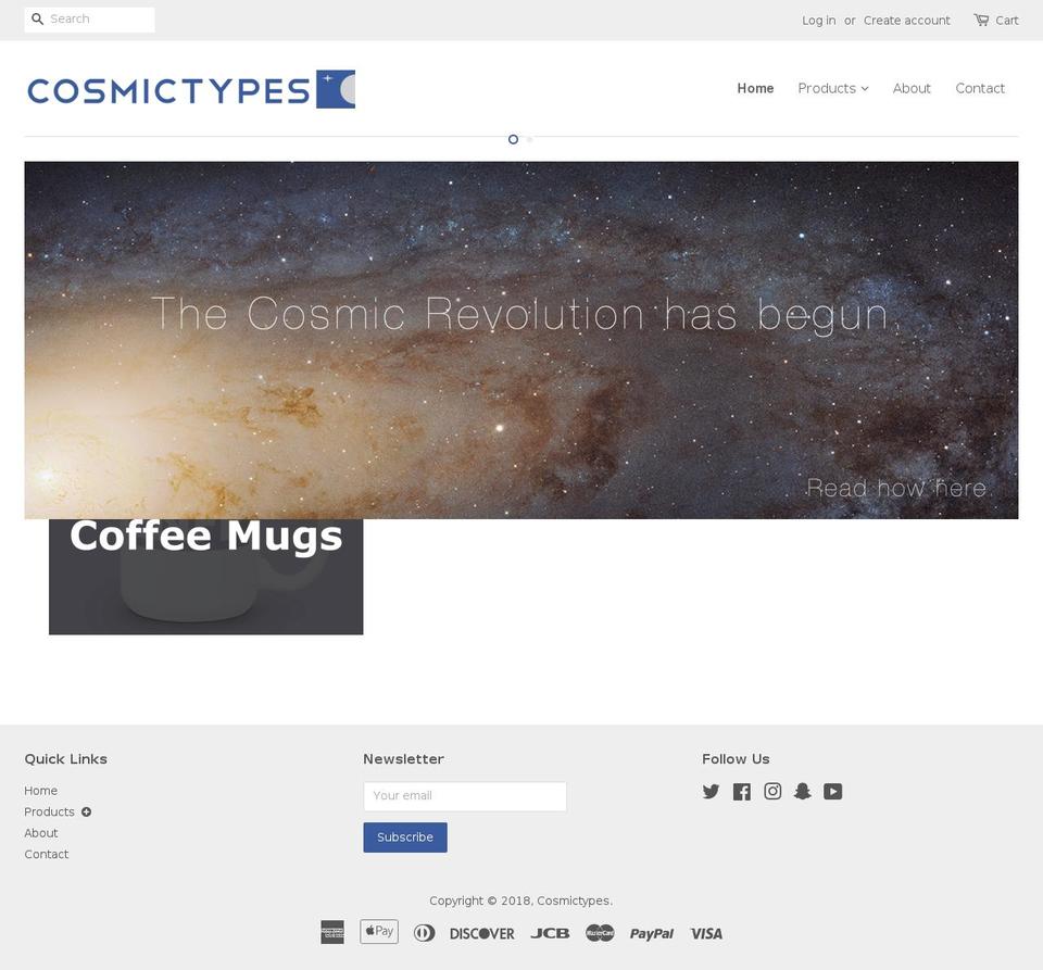 cosmictypes.com shopify website screenshot