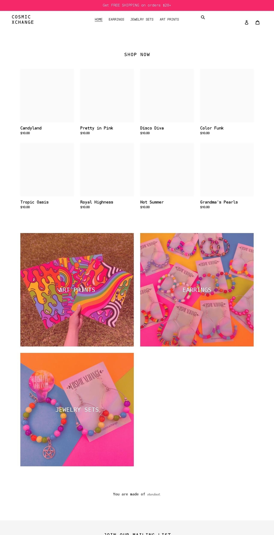 cosmicxchange.com shopify website screenshot