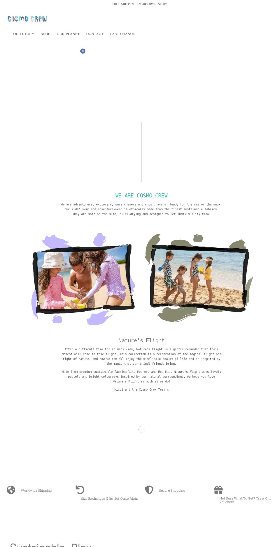 cosmocrewkids.com — Shopify storefront screenshot