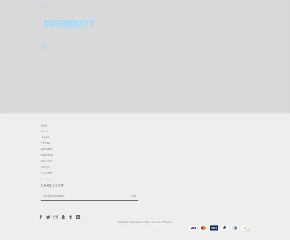 Narrative Final Shopify theme site example cosmodity.com