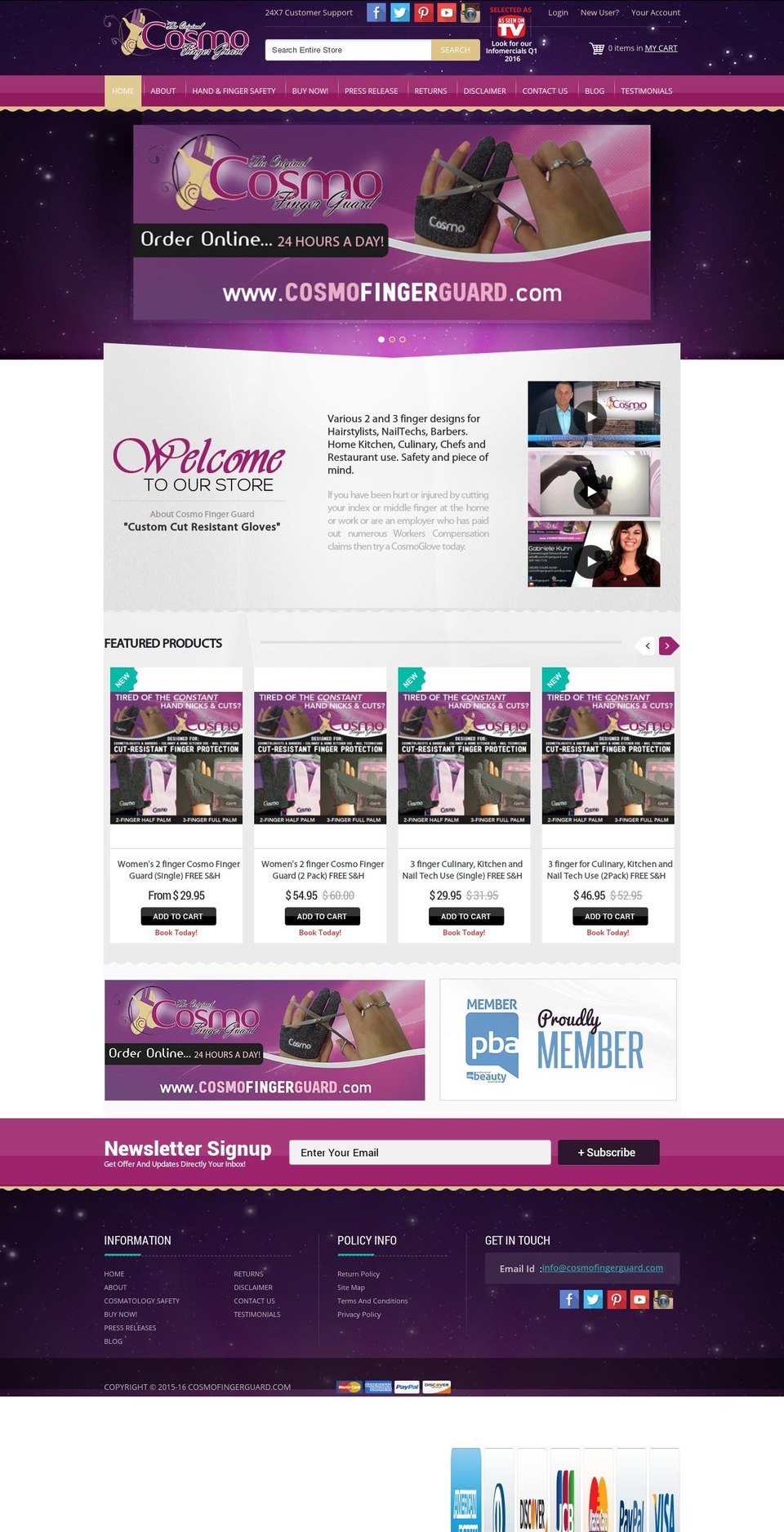 cosmofingerguard.com shopify website screenshot