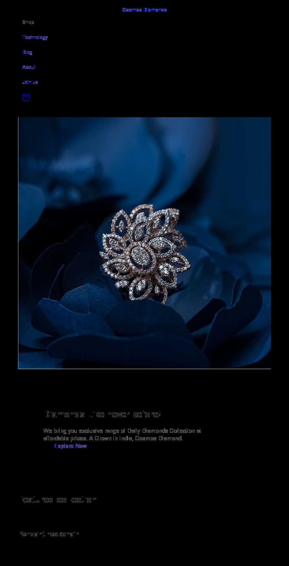 cosmos.diamonds shopify website screenshot