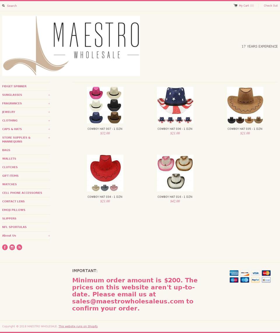 cosmoswholesale.com — Shopify storefront screenshot