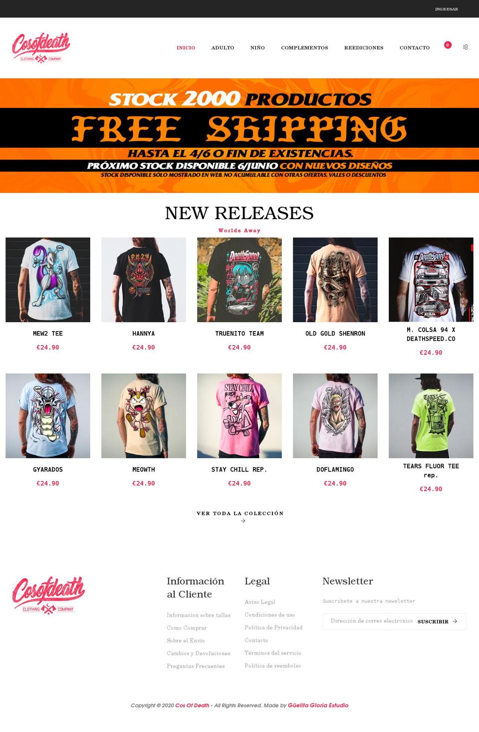 cosofdeath.com shopify website screenshot