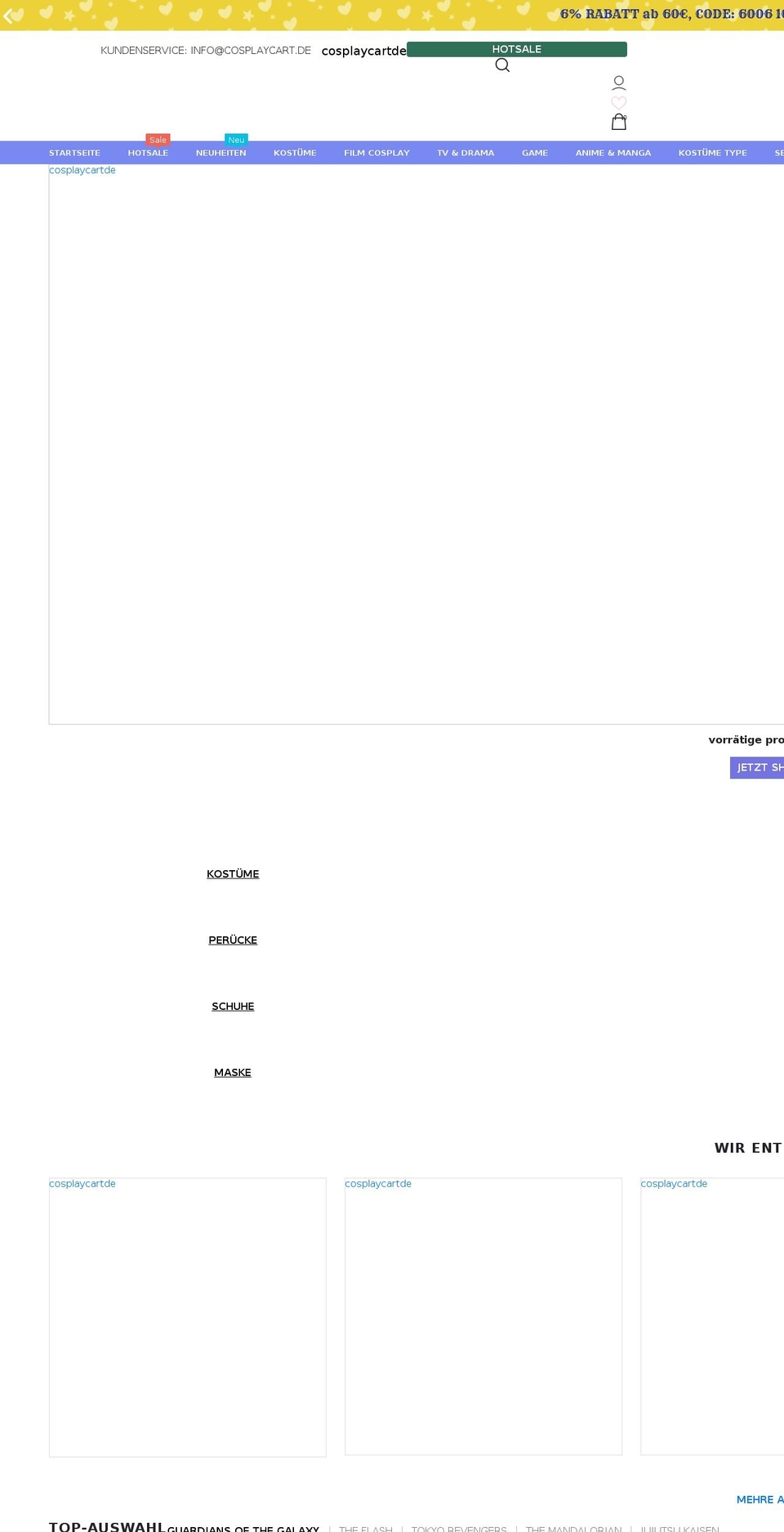 cosplaycart.de shopify website screenshot