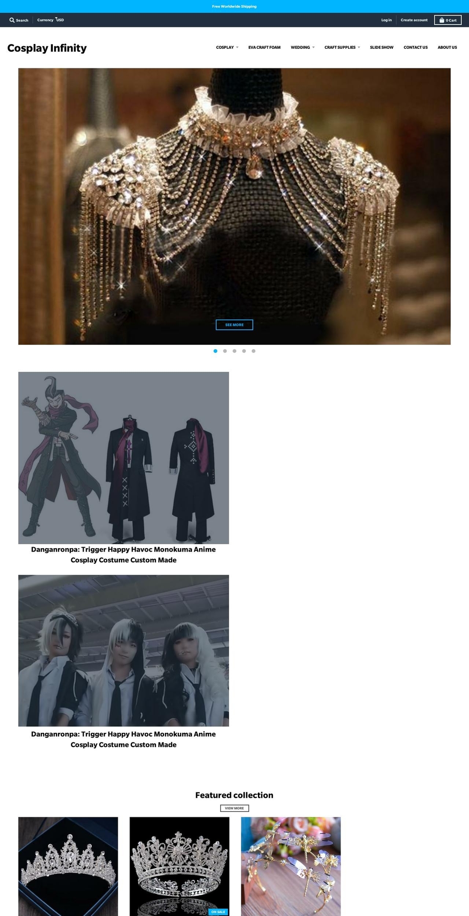 cosplayinfinity.com — Shopify storefront screenshot