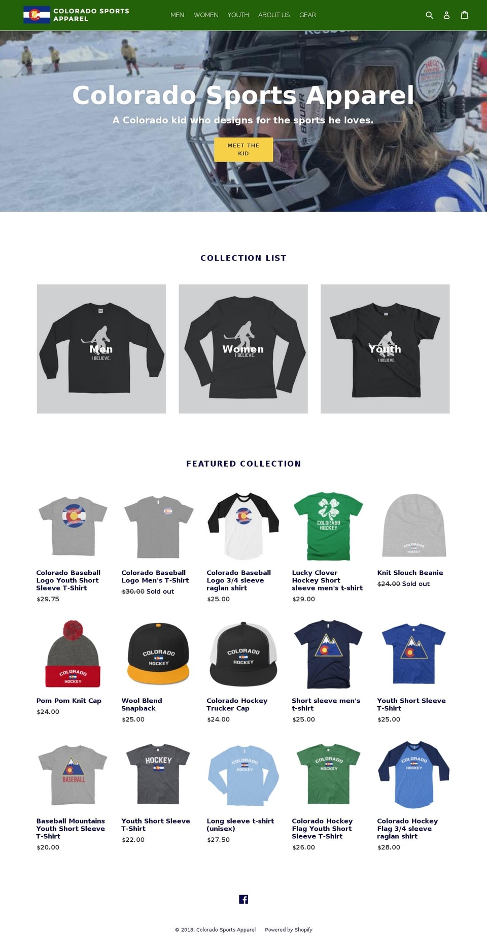 cosportsapparel.com — Shopify storefront screenshot