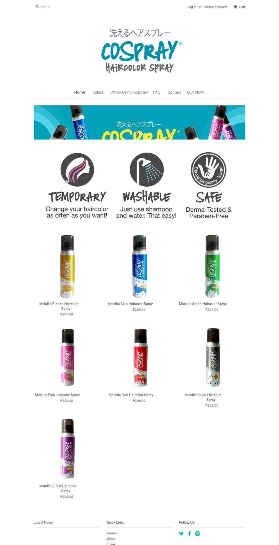 cosprayhaircolor.com — Shopify storefront screenshot