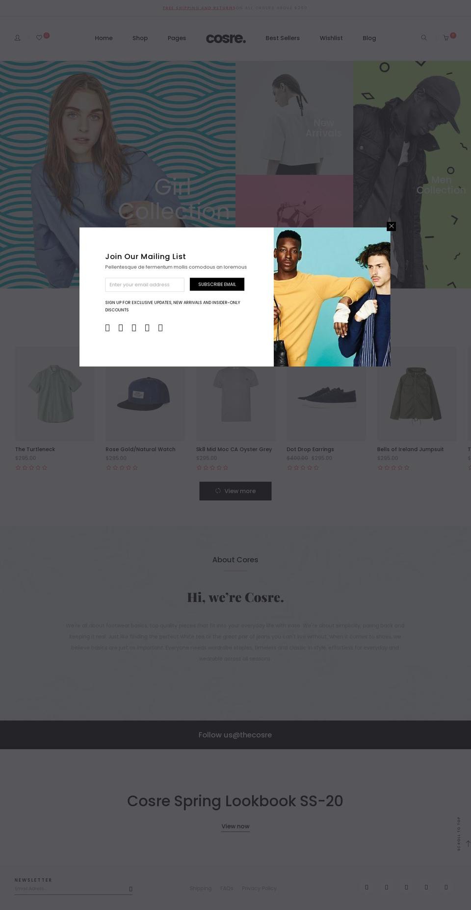 cosre-2017.myshopify.com shopify website screenshot