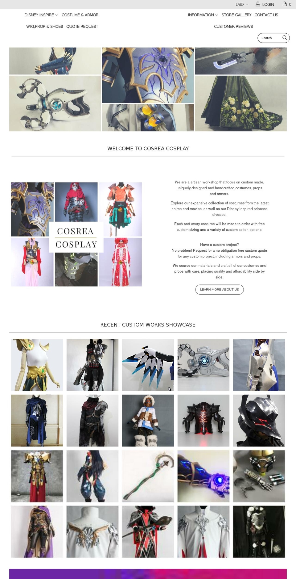 cosreacosplay.com shopify website screenshot