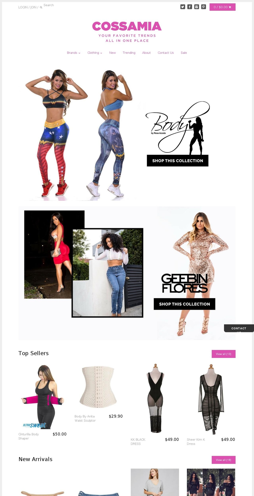 cossamia.com shopify website screenshot