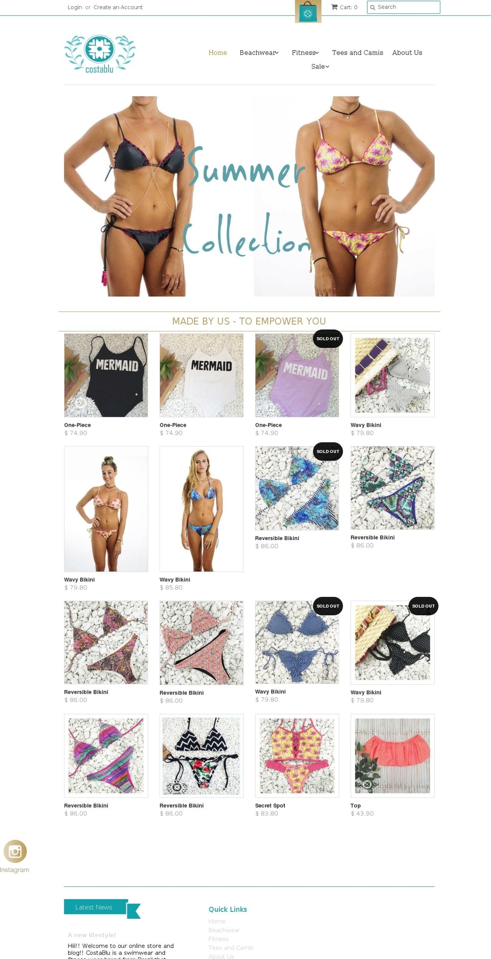 costablueusa.com shopify website screenshot