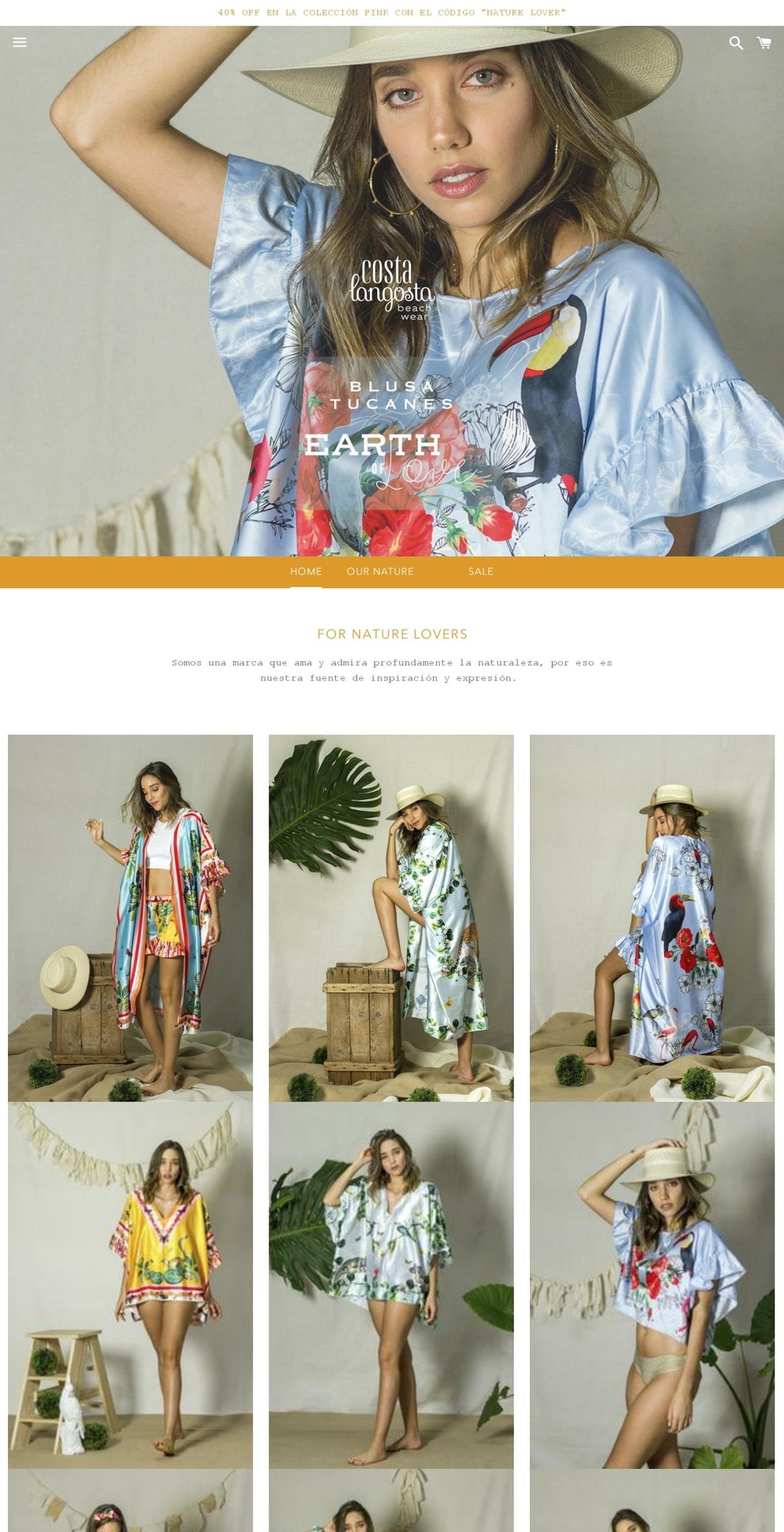 costalangostabeachwear.com shopify website screenshot