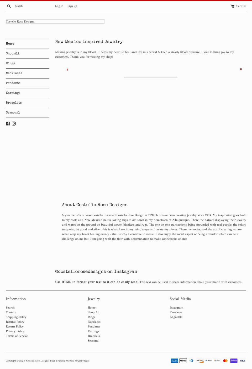 costellorosedesigns.com shopify website screenshot