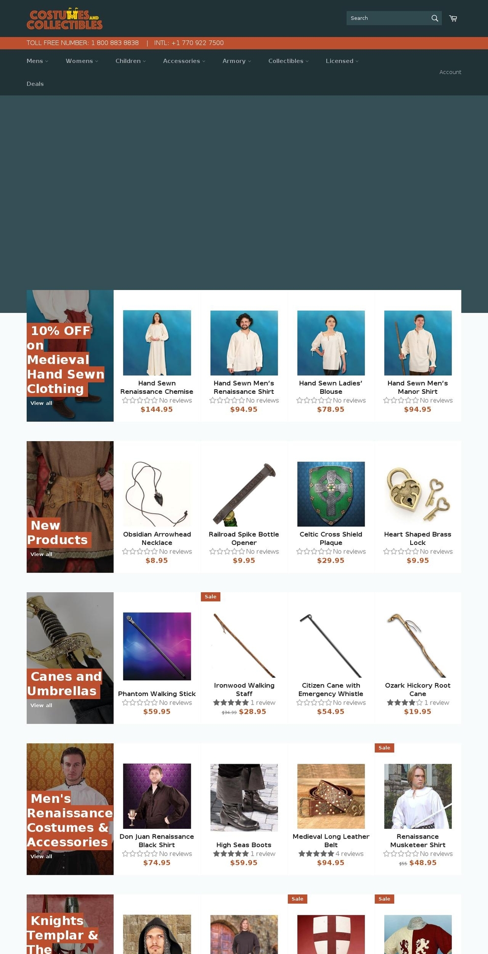 costumesncollectibles.com shopify website screenshot