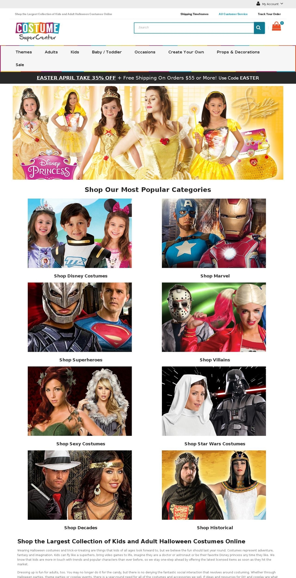 costumesupercentre.com.au shopify website screenshot