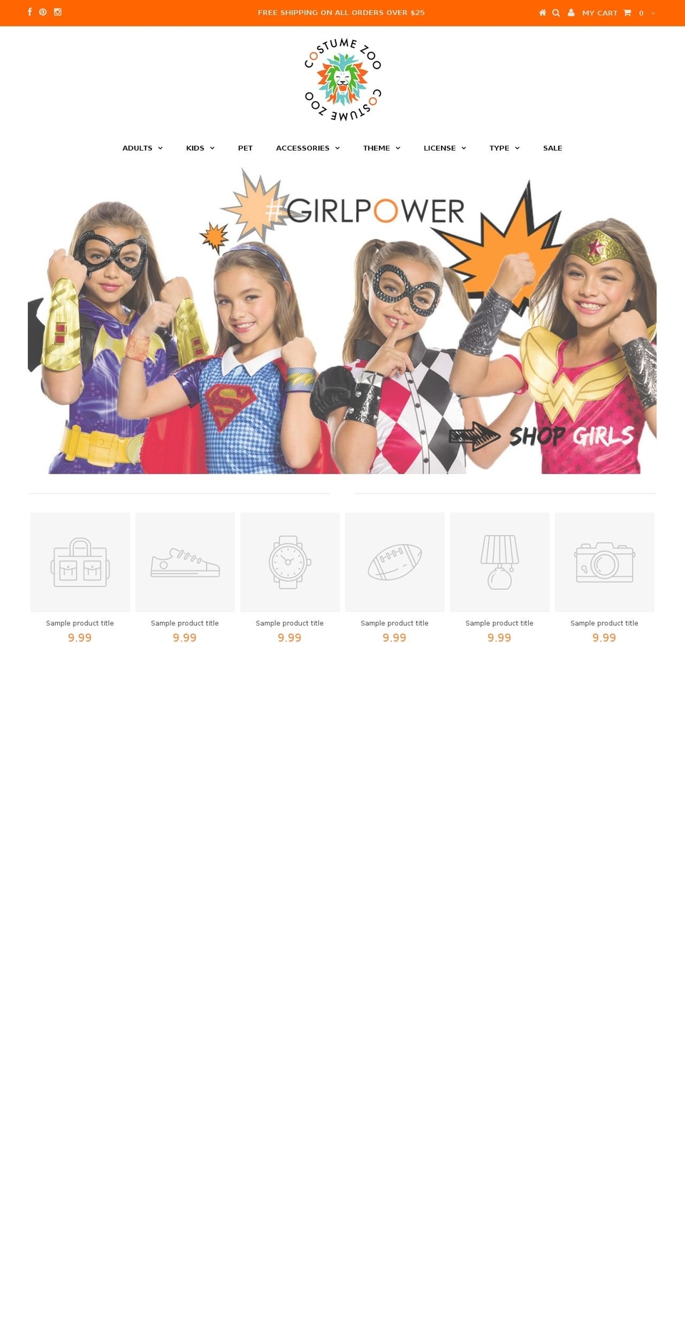 costumezoo.com shopify website screenshot