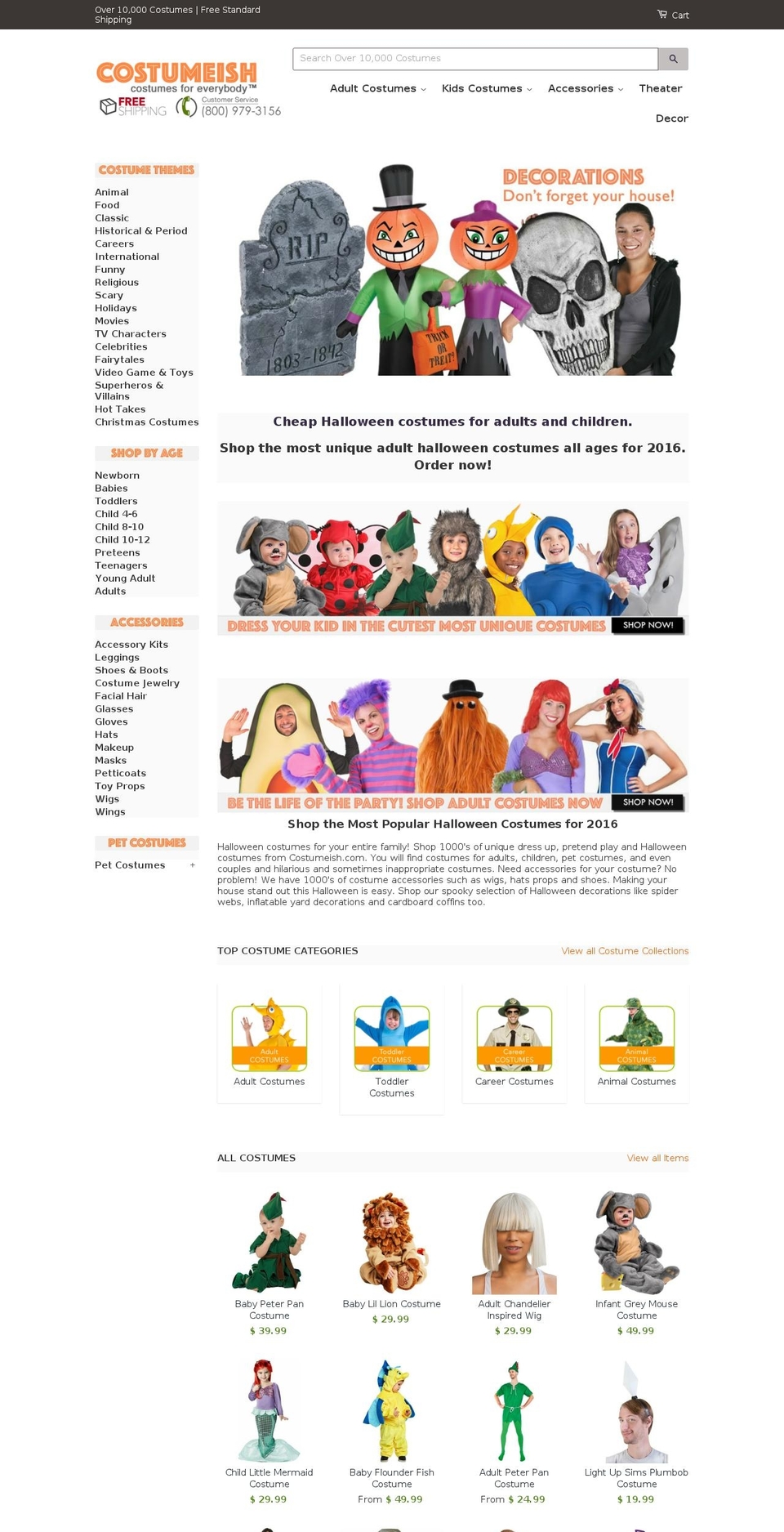costumish.com shopify website screenshot