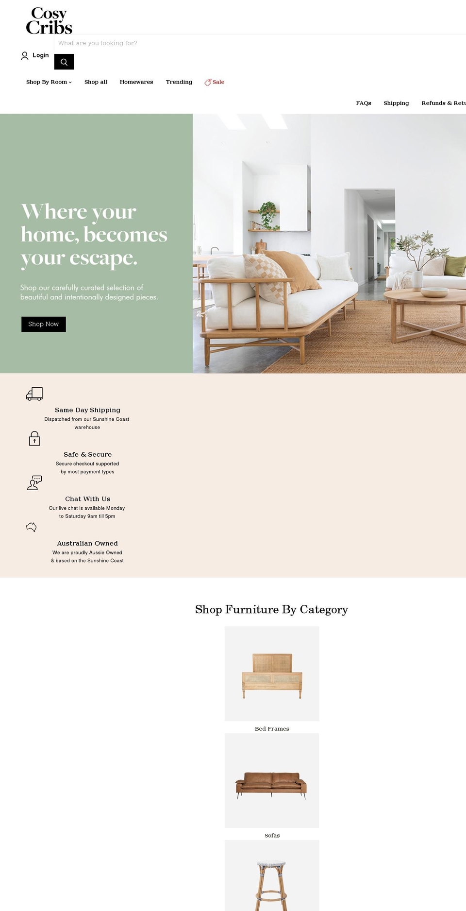cosycribs.com.au shopify website screenshot